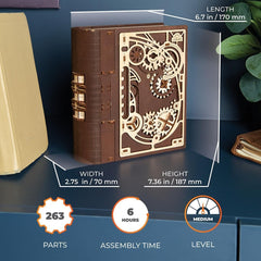 UGEARS Book of Secrets lock dial demonstrates a clever mechanical interface.