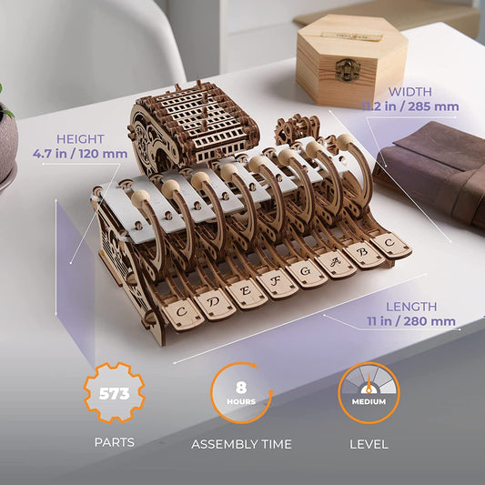 UGEARS Celesta keys in play mode illustrating interactive music creation.