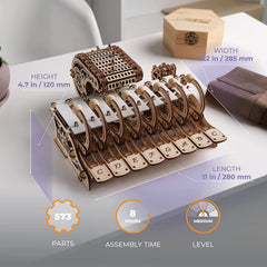 UGEARS Celesta keys in play mode illustrating interactive music creation.