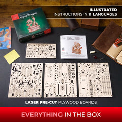 UGEARS 3D dragon puzzle kit packaging and components