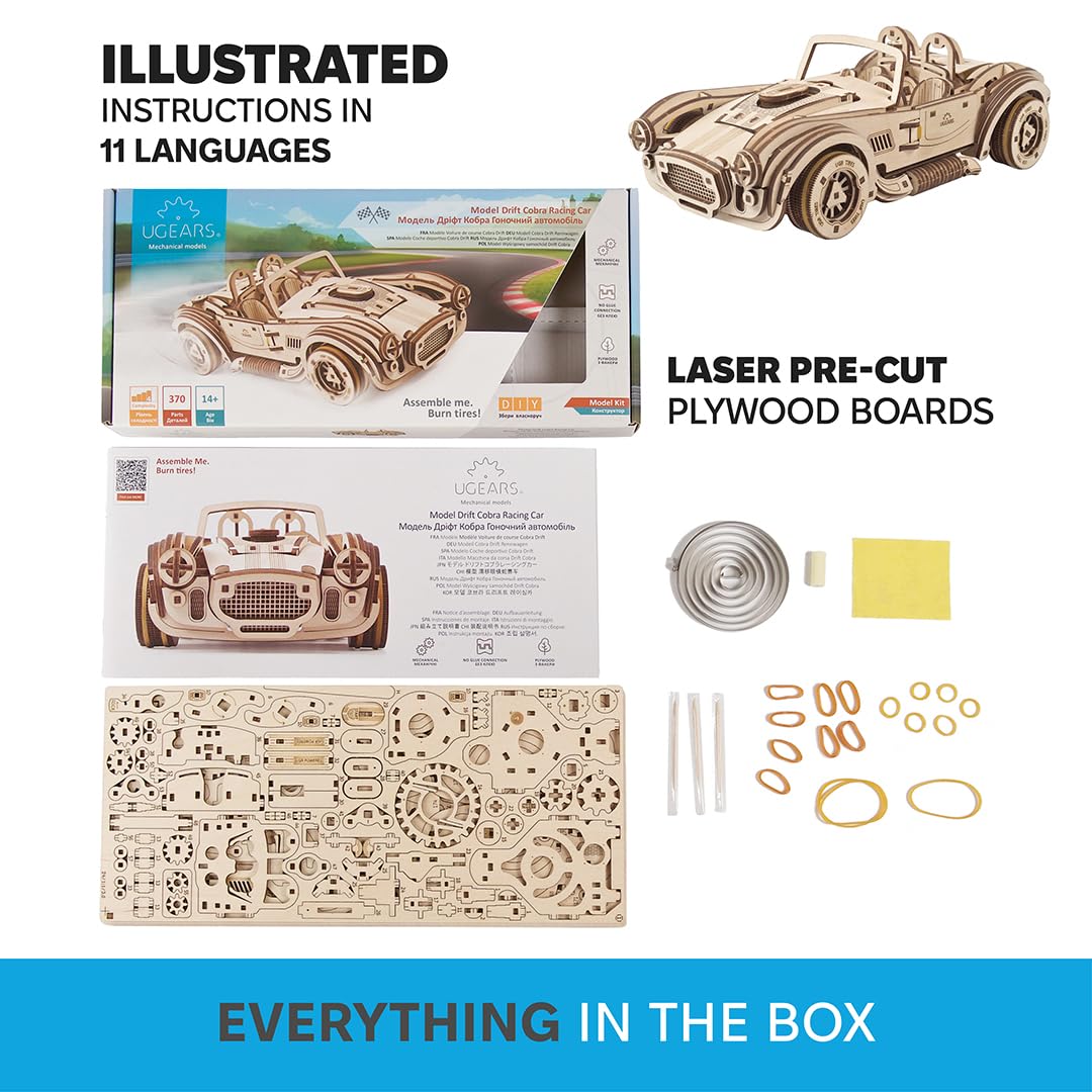 UGEARS Drift Cobra puzzle makes a unique gift for mechanical model lovers.
