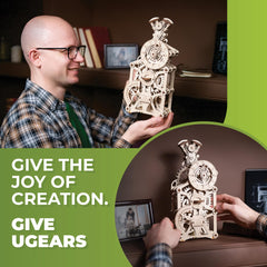 UGEARS Engine Clock speedometer dial detail emphasizes automotive aesthetic.