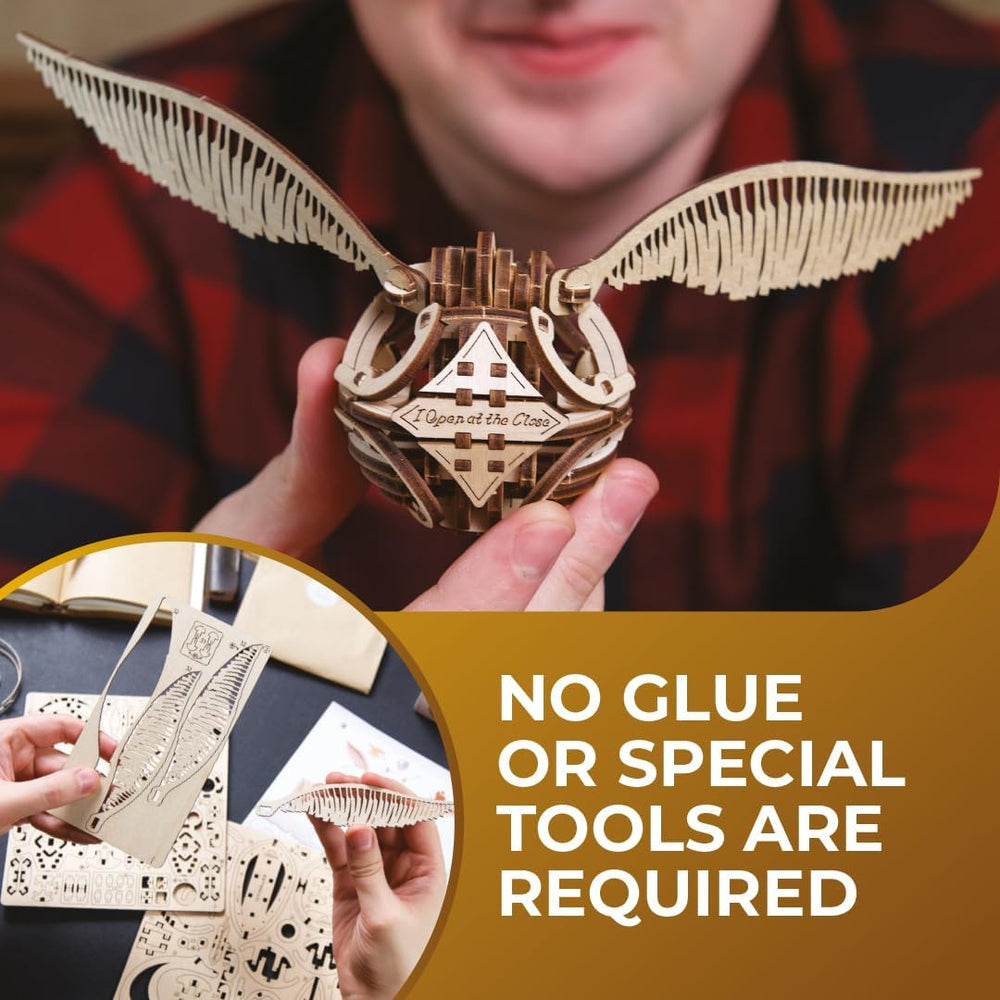UGEARS adult puzzle kit for Golden Snitch offers mindful building.