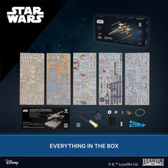 UGEARS Luke Skywalker X-Wing assembly process highlighting precision connections