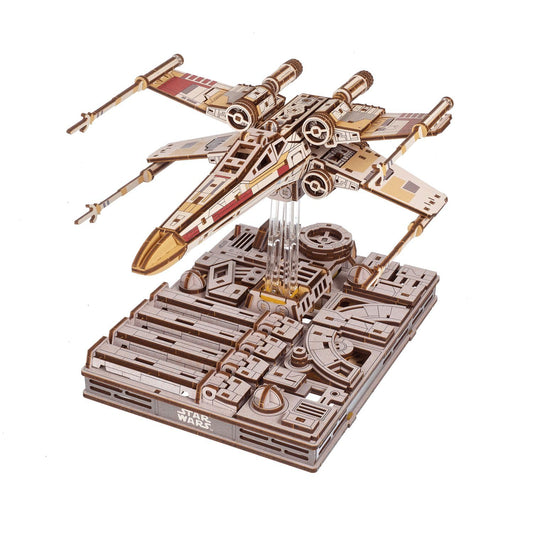 UGEARS Luke Skywalker X-Wing cockpit close-up showing detailed cockpit and display-ready craftsmanship