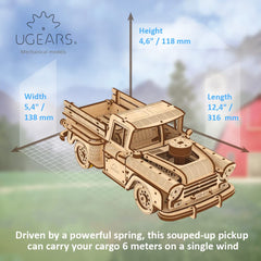 UGEARS Pickup Lumberjack display-ready kit, ideal for shelf decor and conversation starters.