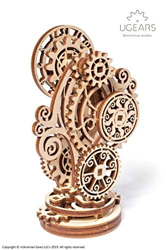 UGEARS Steampunk Clock unassembled-parts: easy to assemble without glue or tools