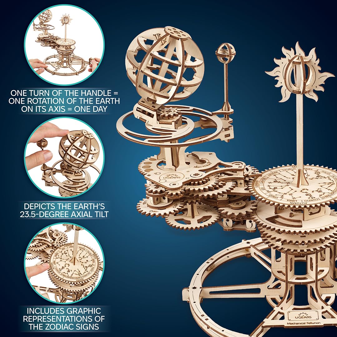 UGEARS Tellurion day night cycle highlights Earth's rotation for study.