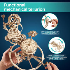 UGEARS Tellurion Earth Sun Moon demonstrates celestial interactions in a compact model.