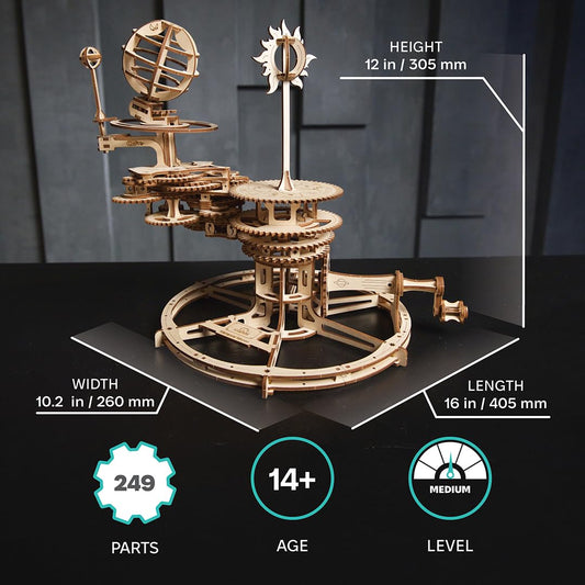 UGEARS Tellurion orbital dynamics shows gear-driven solar system movements for learning.