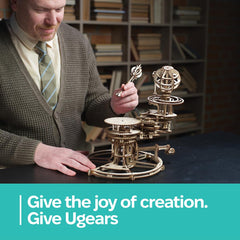 UGEARS Tellurion seasons shows seasonal changes in a precise mechanical display.