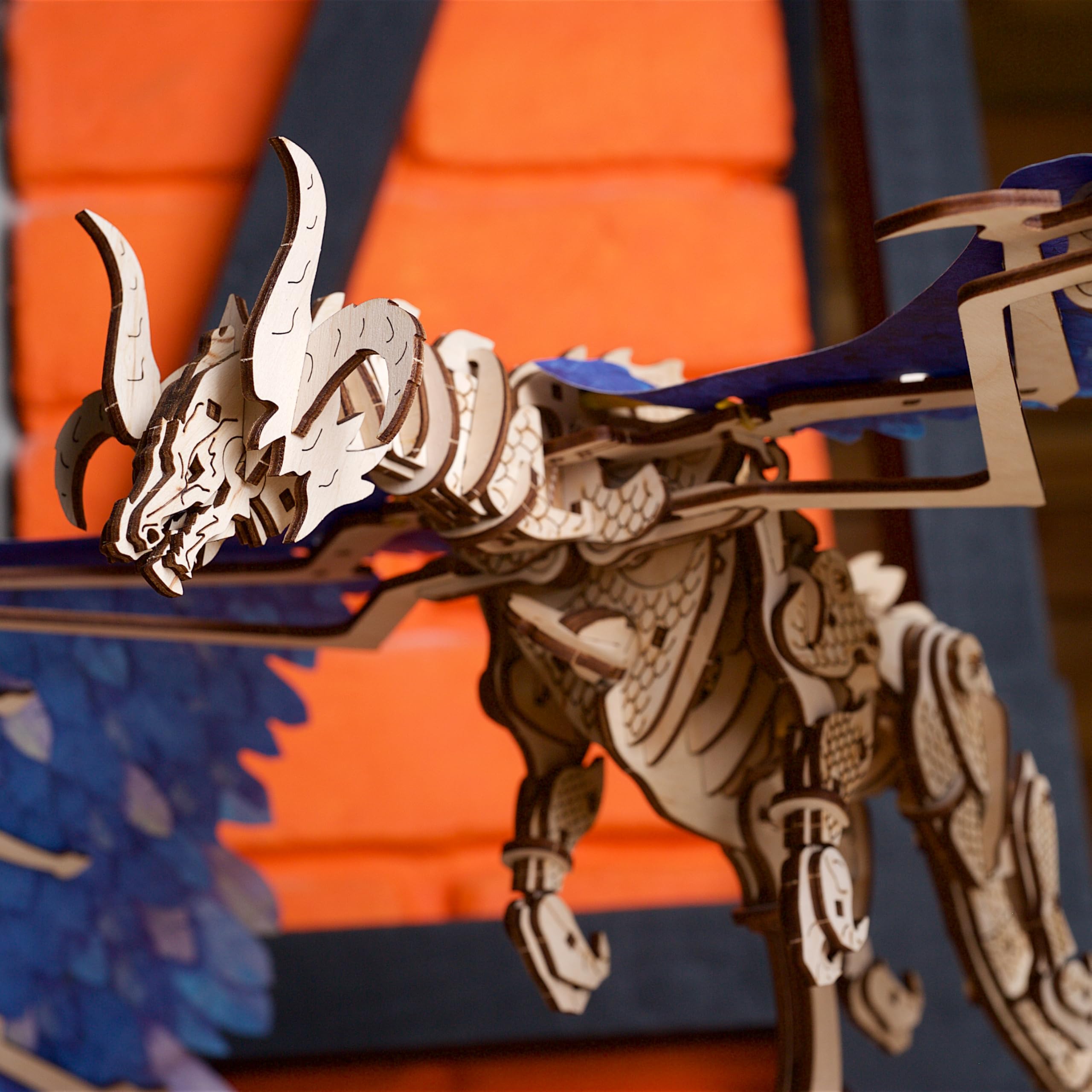 UGEARS Windstorm Dragon display stand showcases the finished model