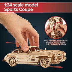 Detachable chassis feature of UGEARS Winged Sports Coupe for modular assembly