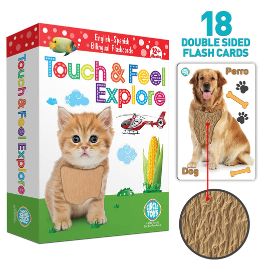 UGOS touch and feel flashcards cat with soft fur texture for sensory learning.