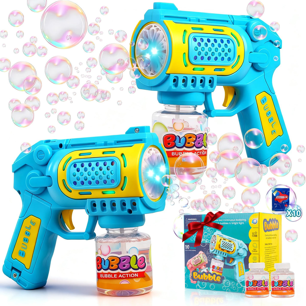UGYWI bubble gun 2-pack set ready for outdoor play and bubble fun