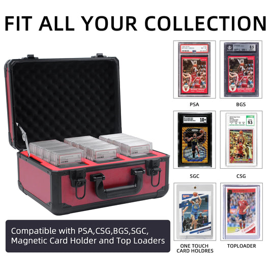 UHZBTEC box opened to reveal foam slots for graded cards