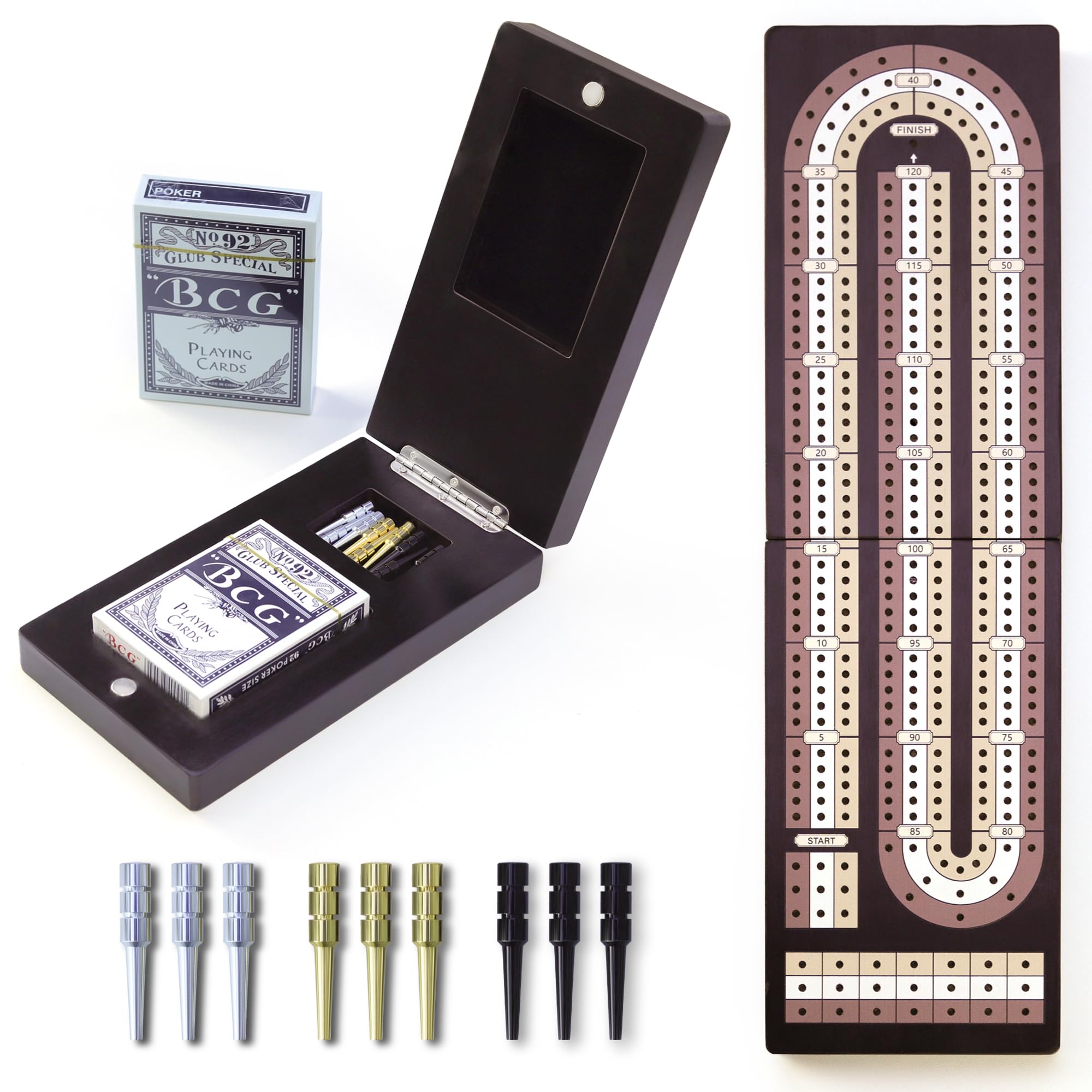 Uibyriy cribbage board three-track color-coded for clear scoring during play.