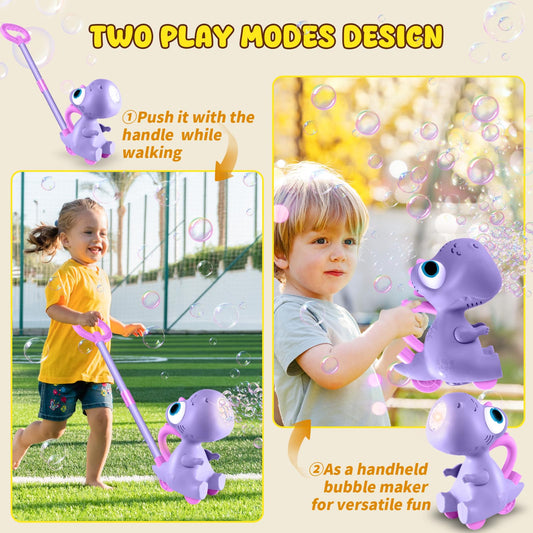 Uieeone bubble lawn mower in push action during toddler play