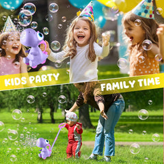 Child playing outdoors with bubbles using the Uieeone toy