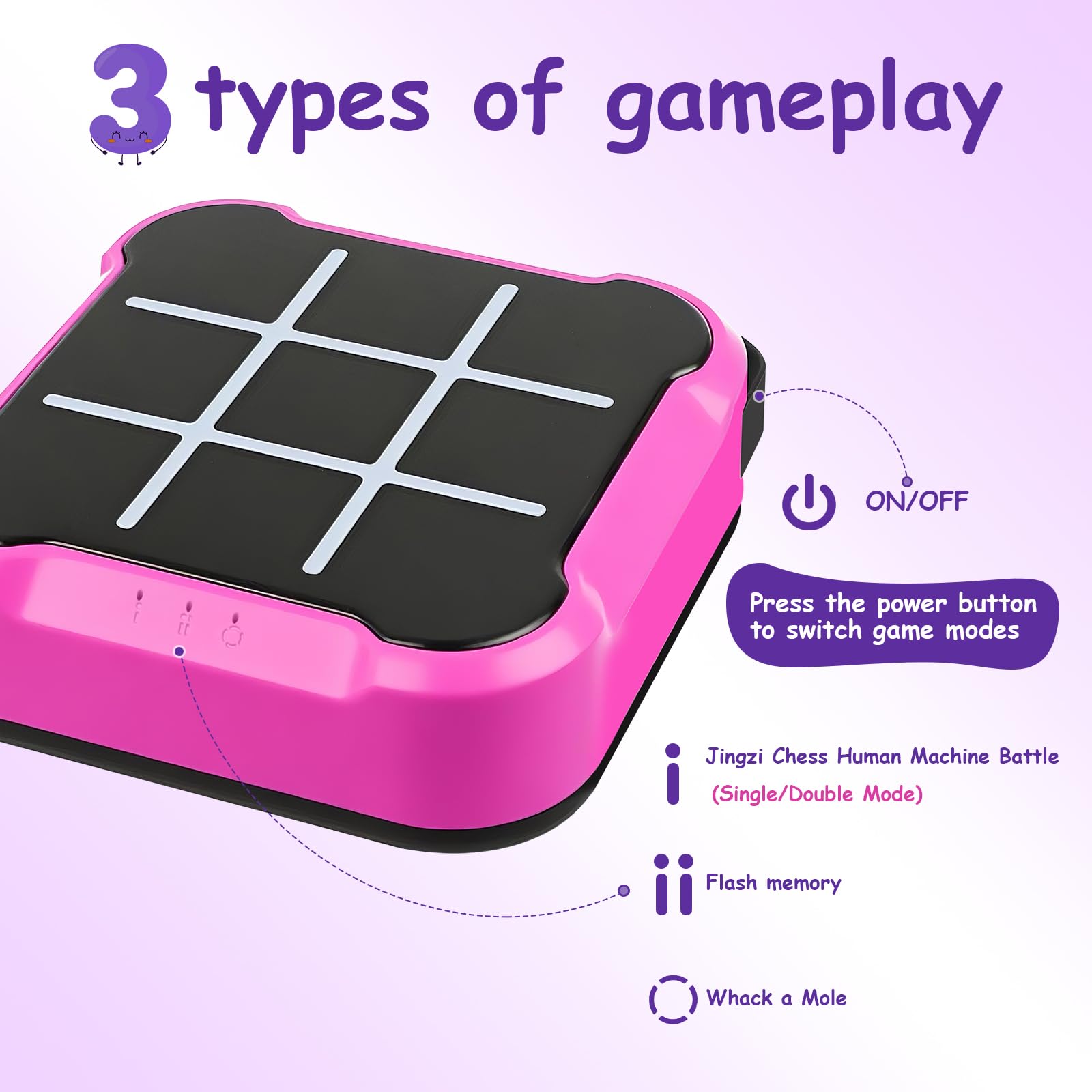 Uimomn Tic Tac Toe 4-in-1 travel-friendly console fits bags and backpacks.