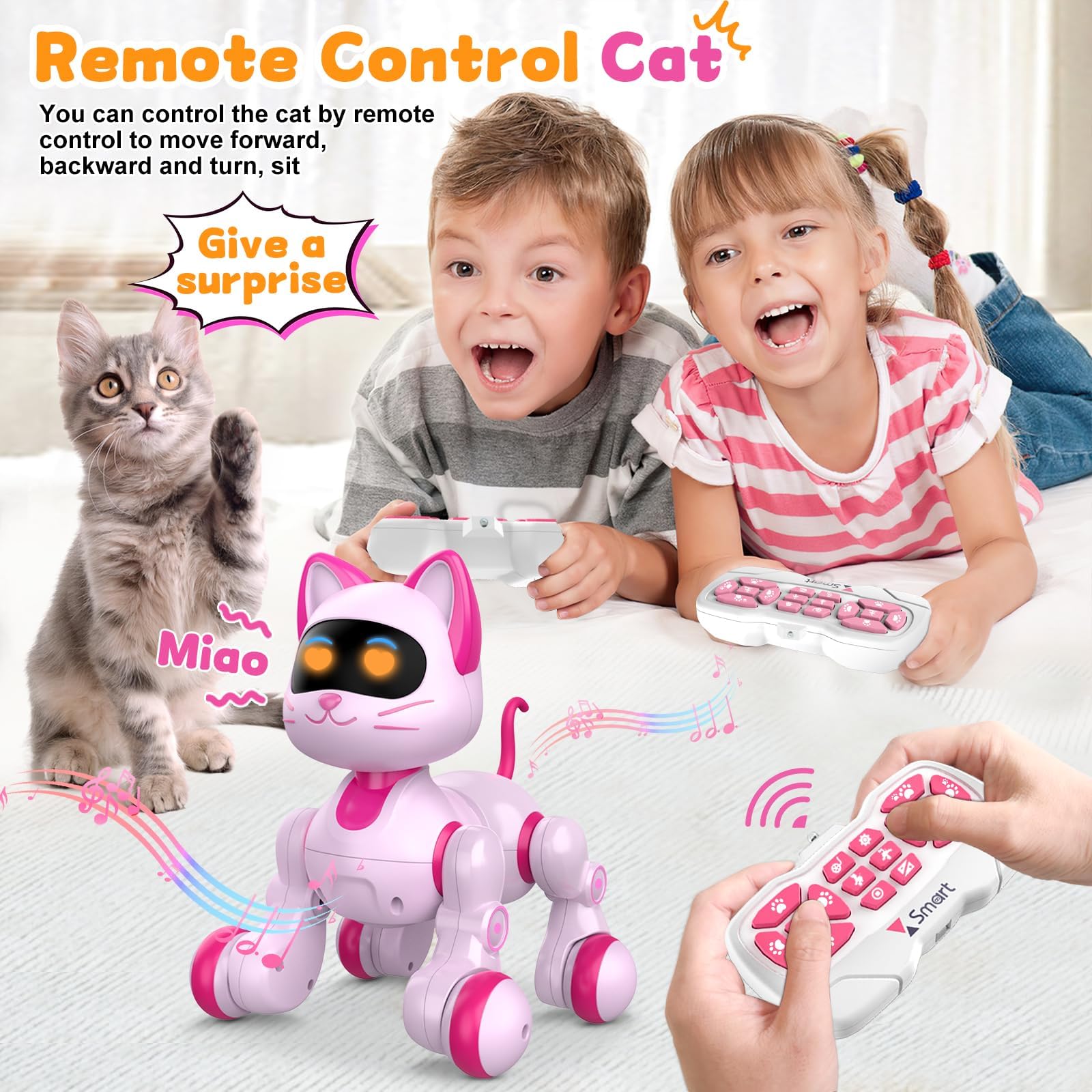 Uiopy Robot Cat sings to boost playtime with music.