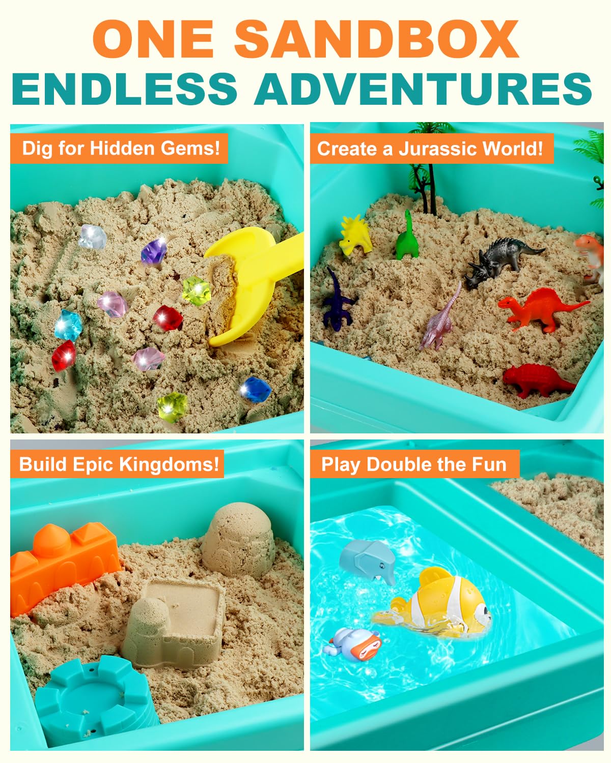 Uiopy Sandbox Kit children playing with digging tools and shovels