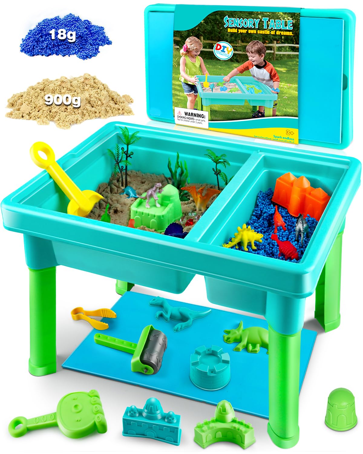 Uiopy Sandbox Kit sand table with lid for neat indoor outdoor play