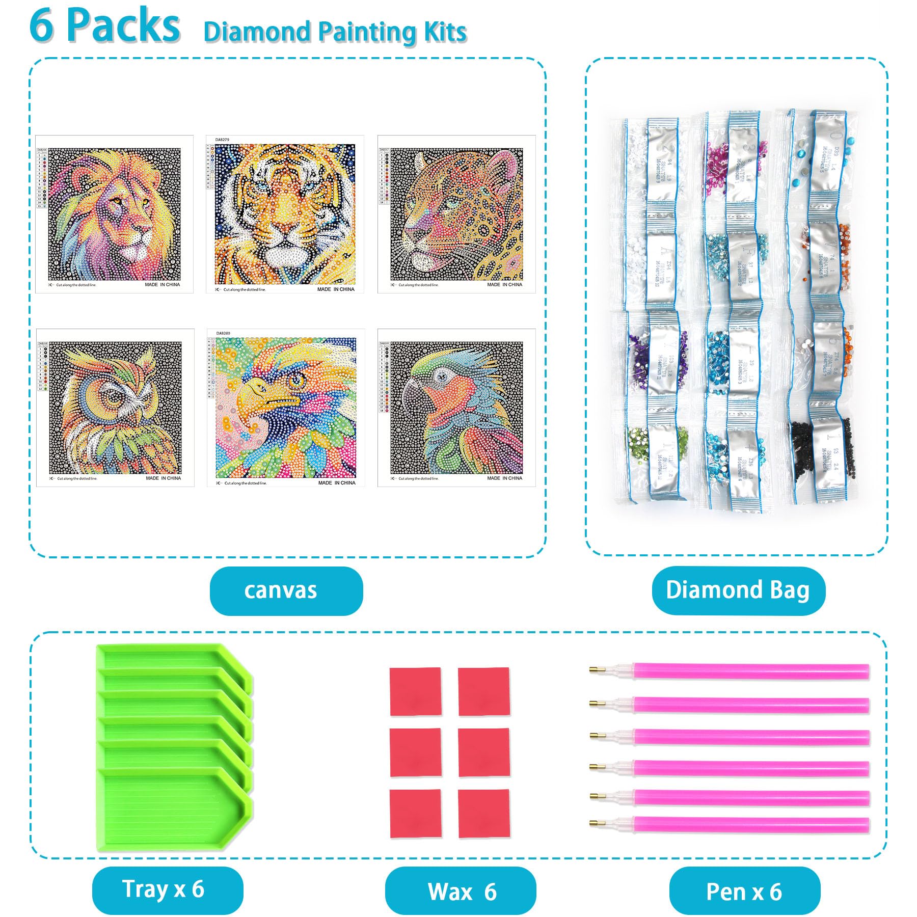 UiSdfuy diamond painting leopard canvas kit for kids enhances focus and colorful artwork.