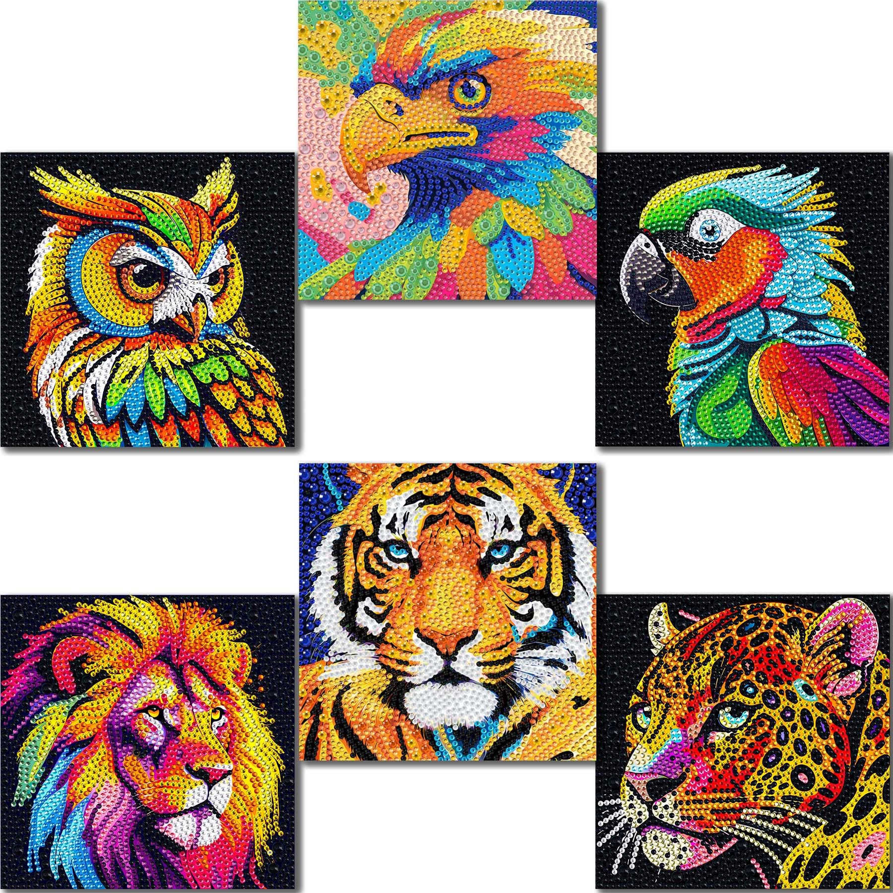 UiSdfuy diamond painting tiger canvas for kids boosts creativity and fine motor skills.
