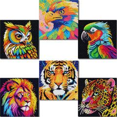 UiSdfuy diamond painting tiger canvas for kids boosts creativity and fine motor skills.