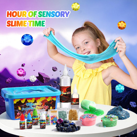 UIVIEHIR Crunchy slime texture close-up highlights tactile sensory play and creativity.
