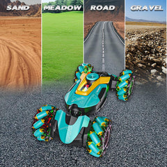 UJROQI gesture-sensing RC stunt car 4WD tires deliver steady traction.