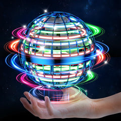 Uladis Flying Orb Ball with LED lights for indoor play and smooth hover.