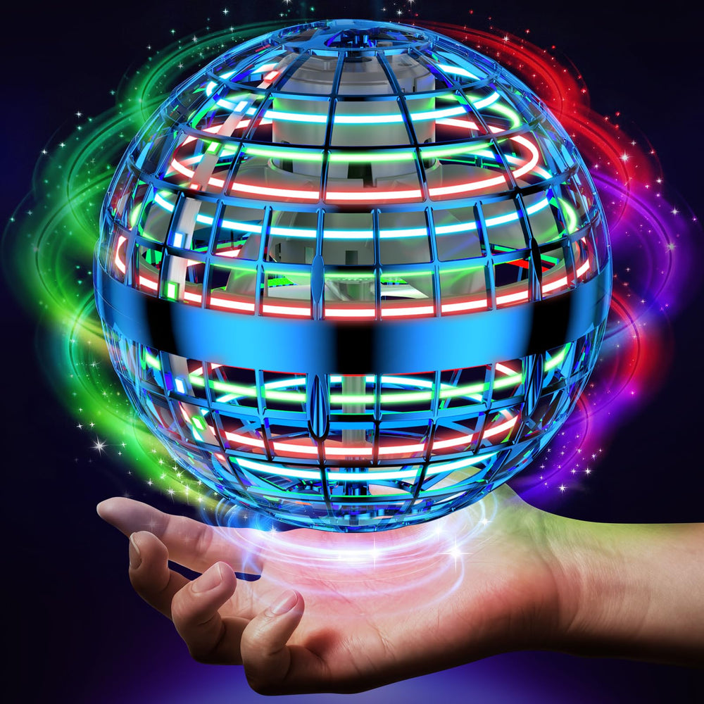 Uladis Flying Orb Ball top view with LEDs for night play.
