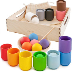 Ulanik large balls in cups—toddlers explore sorting and counting.