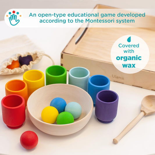 Ulanik wooden sorting cups and balls promote fine motor practice