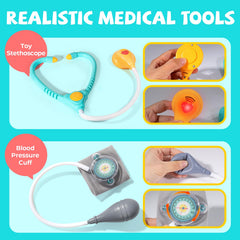 ULOVEME Doctor Kit flashlight thermometer otoscope illuminate pretend diagnosis scenarios.
