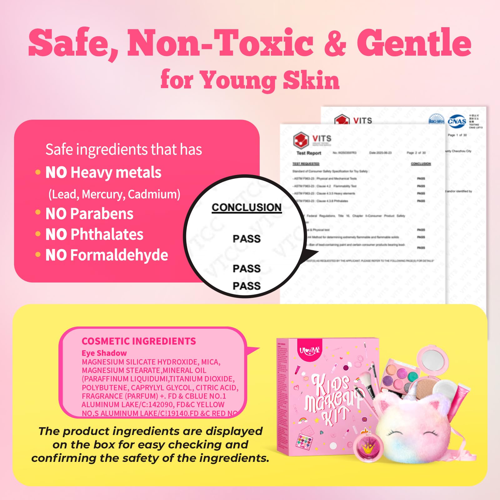 ULOVEME Kids Makeup Kit brushes and applicators enable precise, kid-friendly application