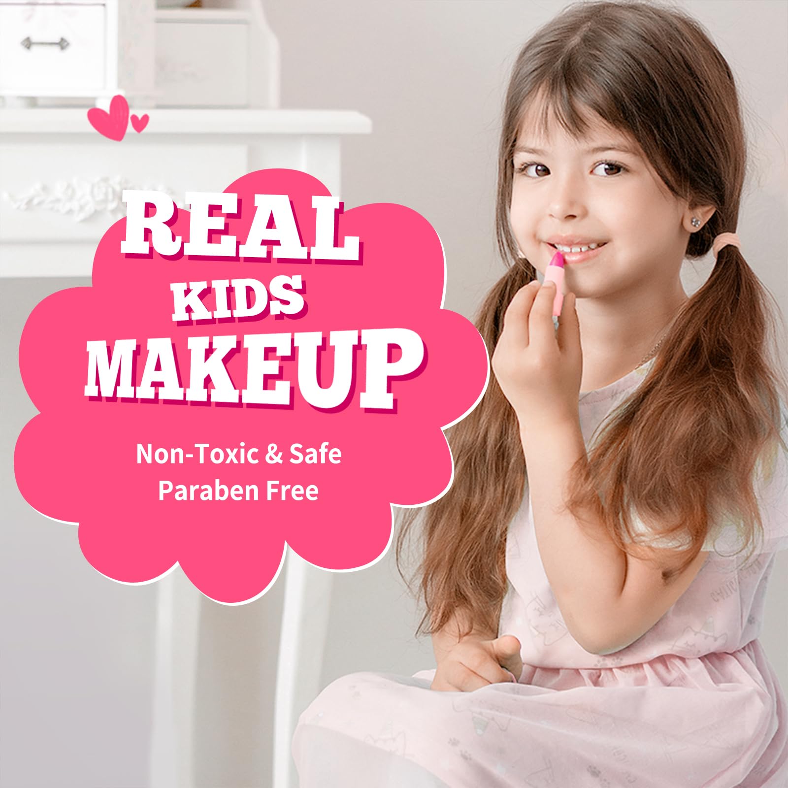 ULOVEME Kids Makeup Kit rainbow coin purse adds playful storage and gift-ready detail