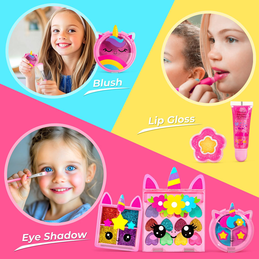 ULOVEME washable makeup kit showing easy water-cleanup after play.