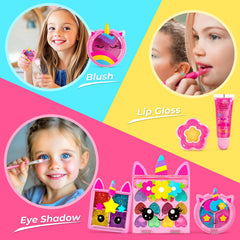 ULOVEME washable makeup kit showing easy water-cleanup after play.