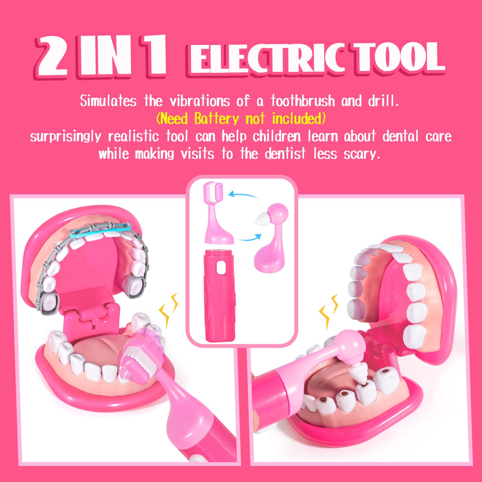 ULOVE ME Pink kit includes cavity stickers to simulate repairs
