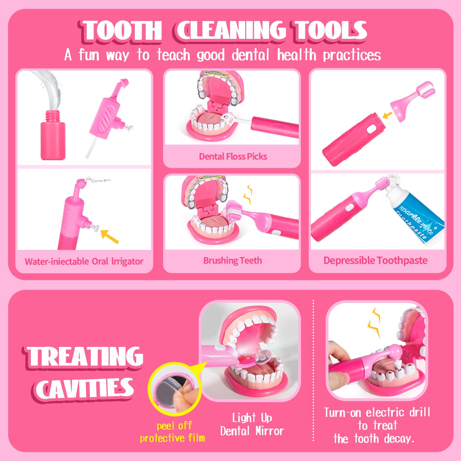 ULOVE ME Pink kit with medical charts and patient cards for tracking pretend visits