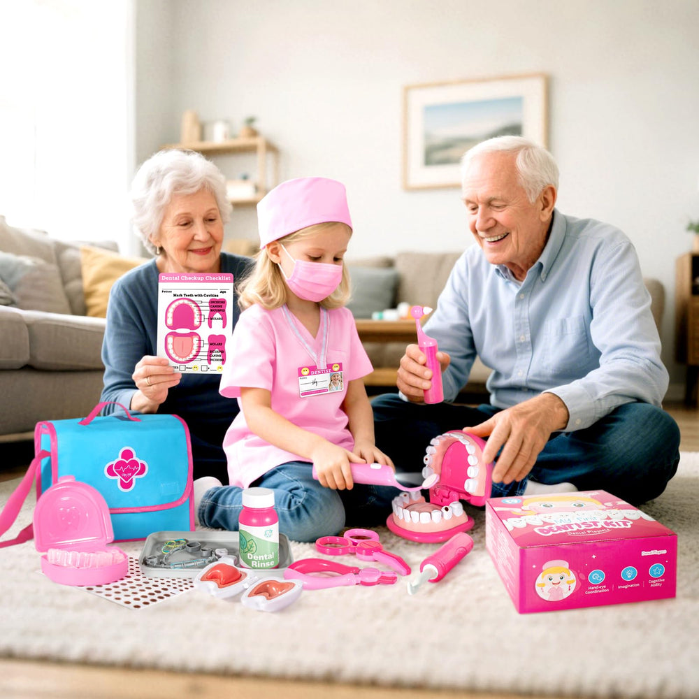 ULOVE ME Pink kit shows removable teeth for kids' dental role play