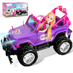 Uloveme Purple Jeep front seat fits two dolls for dual-doll driving fun
