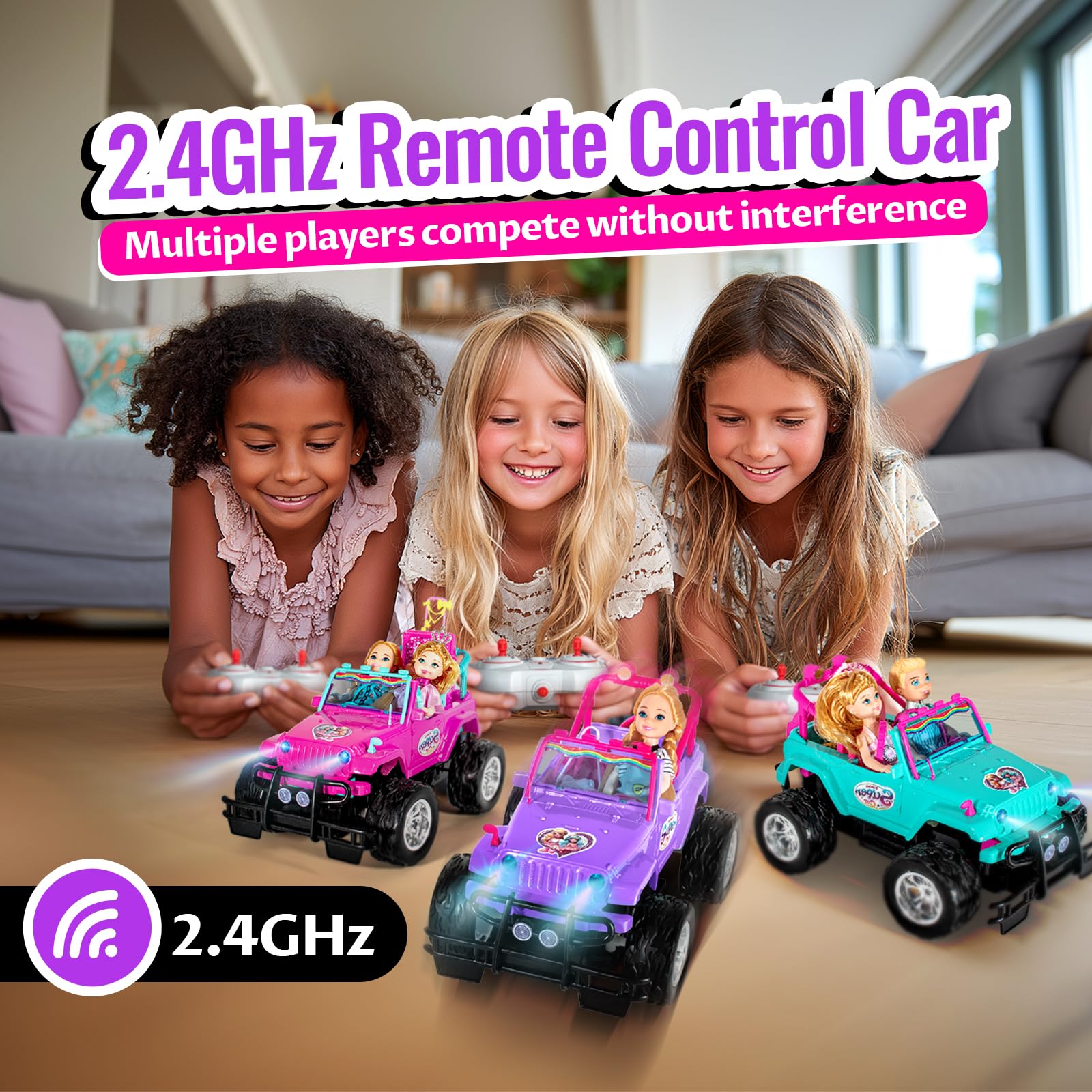 Uloveme Purple RC car 24GHz for non interfering play