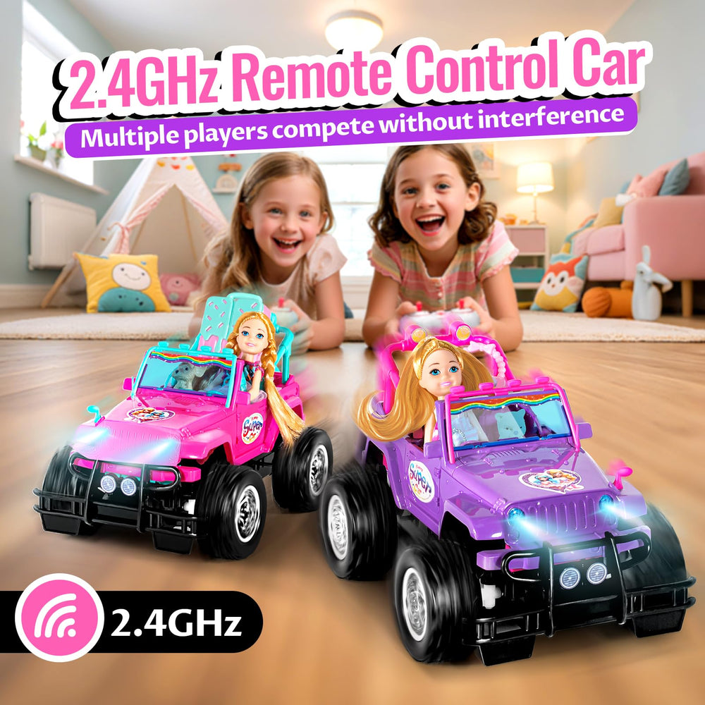 ULOVEME RC Car purple extended playtime from two batteries for longer adventures.