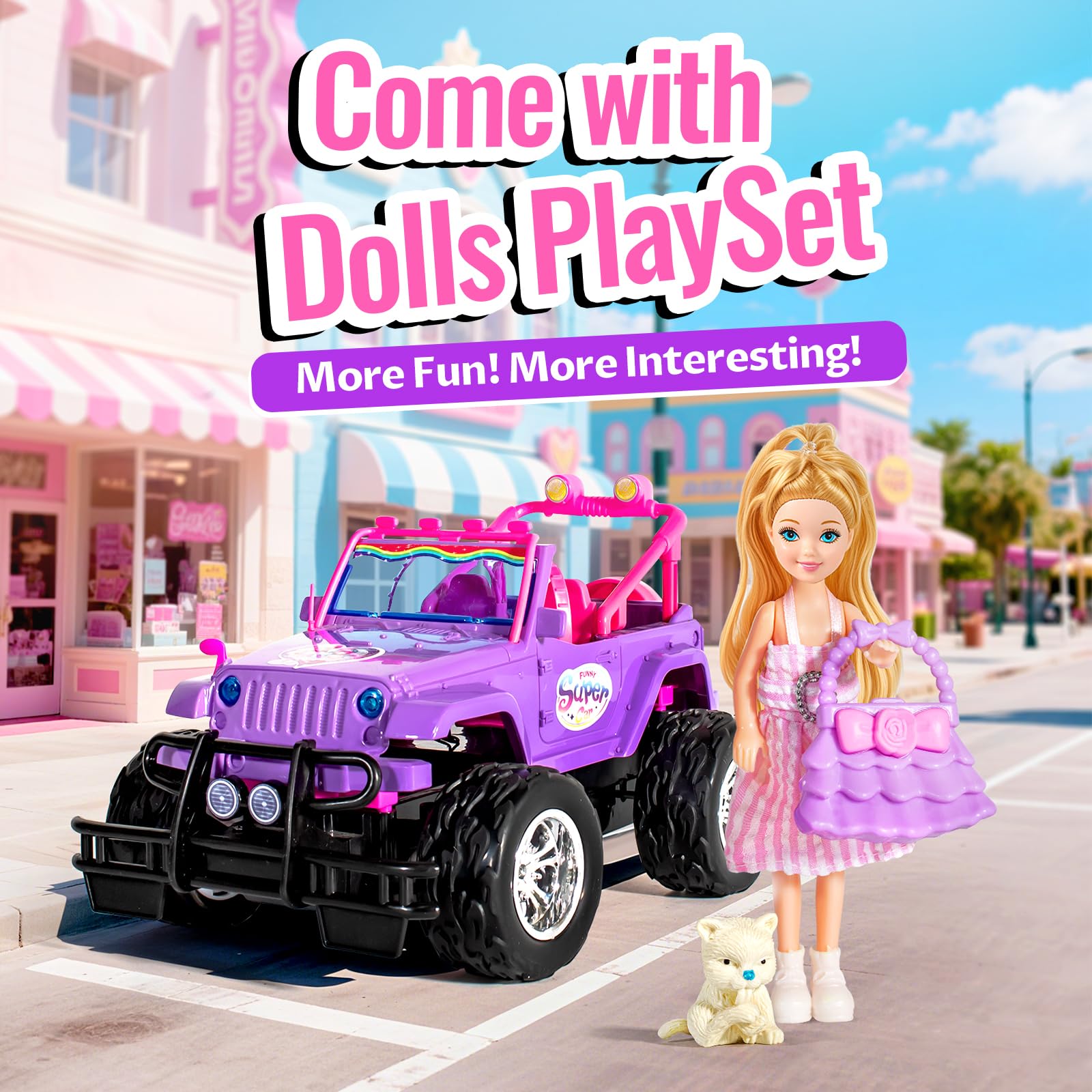 ULOVEME RC Car purple trunk storage for accessories during outdoor fun.