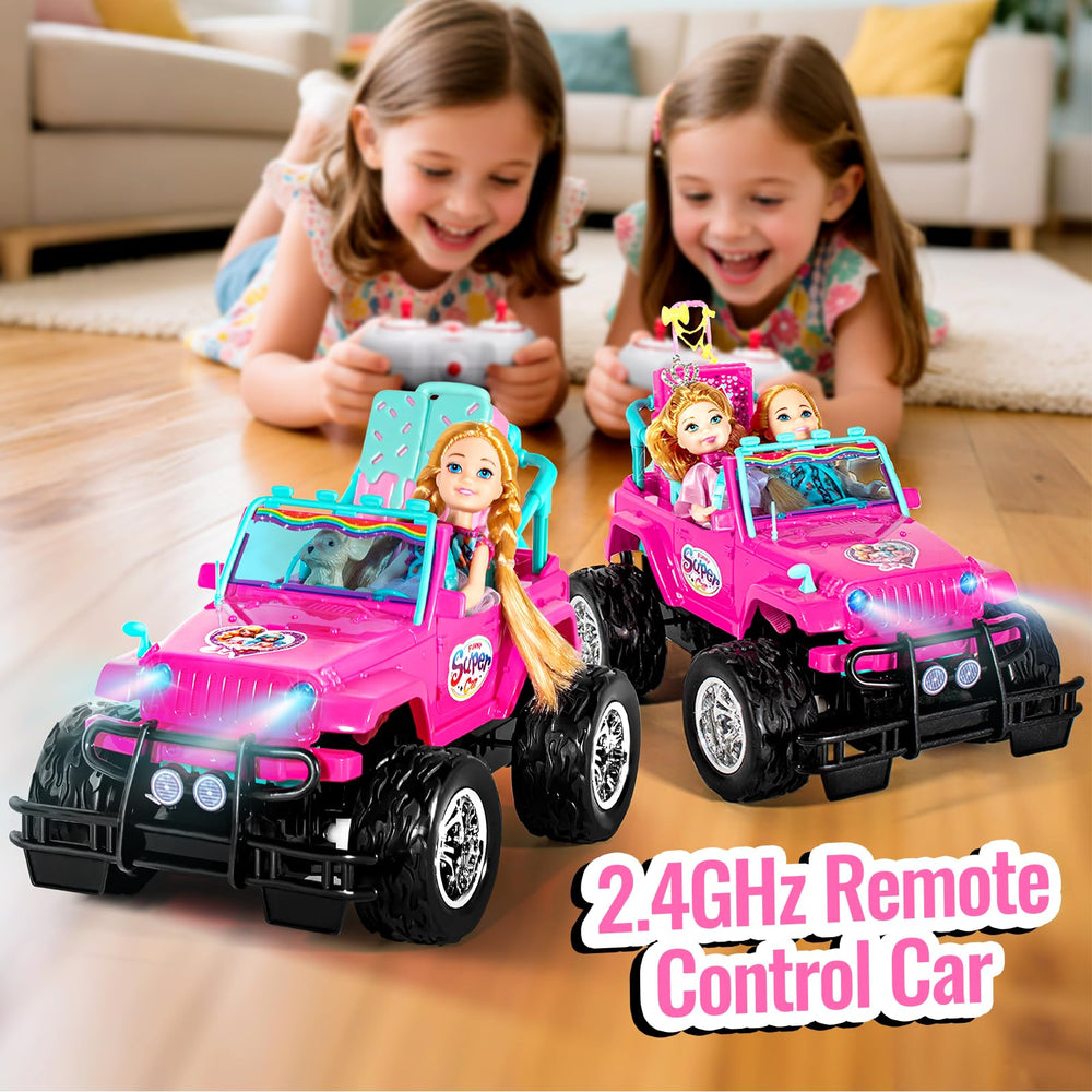ULOVEME RC Cars pink 2.4 GHz system for interference-free play