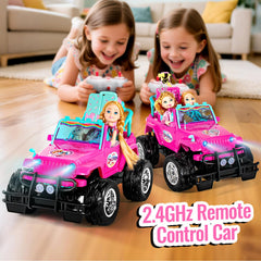 ULOVEME RC Cars pink 2.4 GHz system for interference-free play